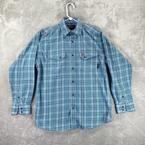 Ariat FR Shirt men's Small Work Flannel Pearl Snap Buttons Plaid Flame Resistant